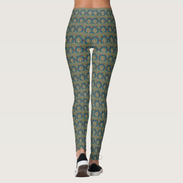 Schöne Mandala Forest Green Abstrakt Geometric DIY Leggings (Rückseite)