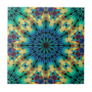 Schöne Mandala in Blau und Limette Elektronik-Tasc Fliese