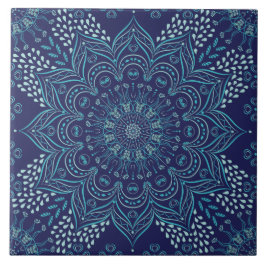 Schöne Mandala-Keramik | blau, aquamarin Fliese