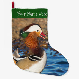 Schöne Mandarin-Duck im Teich Großer Weihnachtsstrumpf