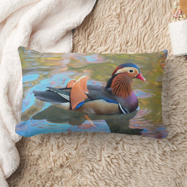 Schöne Mandarin-Duck im Teich Lendenkissen (Decke)