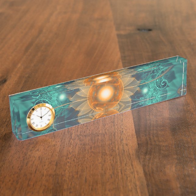 Schöne Mandarine-orange und aquamarine Namensplakette (Seite)