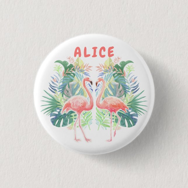 Schöne Märchen für zwei Flamingo Tropical Blume Button (Vorderseite)