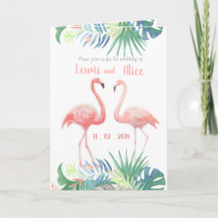 Schöne Märchen für zwei Flamingo Tropical Blume Einladung