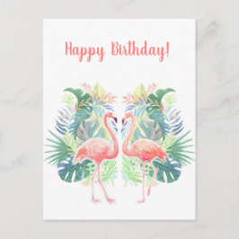 Schöne Märchen für zwei Flamingo Tropical Blume Postkarte