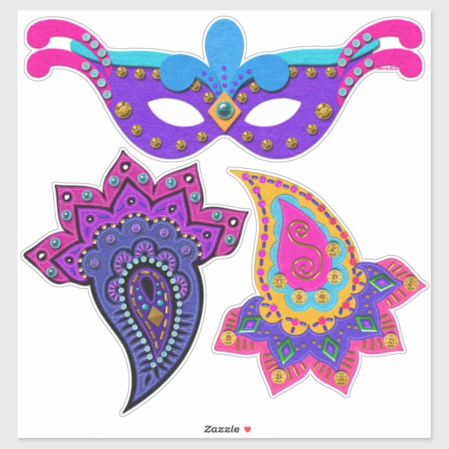 Schöne Mardi Gras Dekorationen Aufkleber (Blatt)