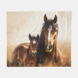 Schöne Mare- und Foal-Malerei Fleecedecke