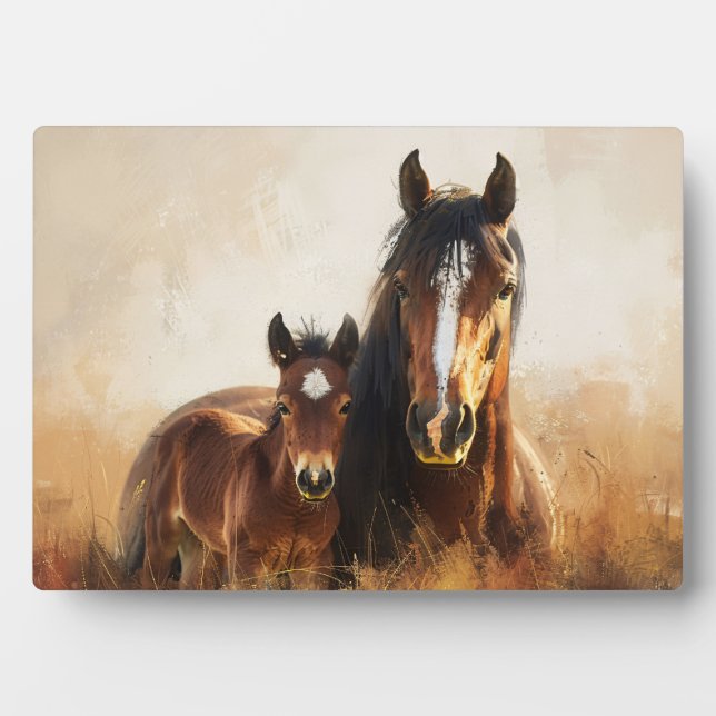 Schöne Mare- und Foal-Malerei Fotoplatte (Vorderseite)