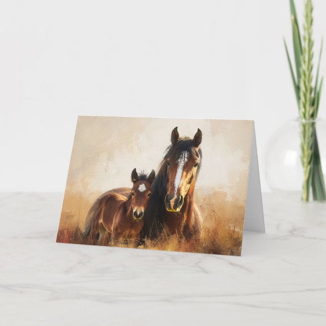 Schöne Mare- und Foal-Malerei Karte (Vorderseite)