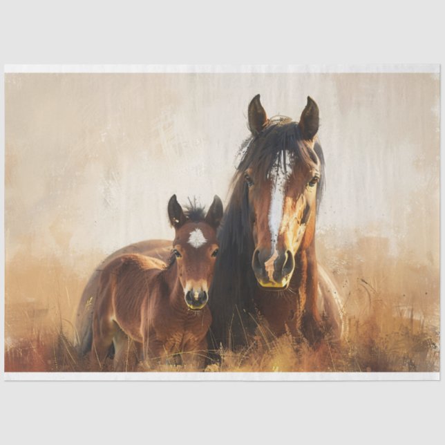 Schöne Mare- und Foal-Malerei Seidenpapier (Vorderseite)