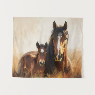Schöne Mare- und Foal-Malerei Wandteppich