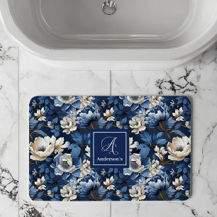 Schöne Marineblumen Personalisierte florale Badewa Badematte