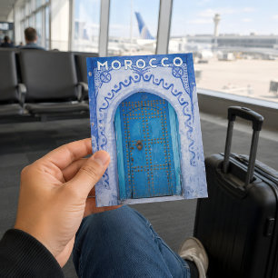 Schöne marokkanische Chefchaouen Blaue Medina-Tür Postkarte