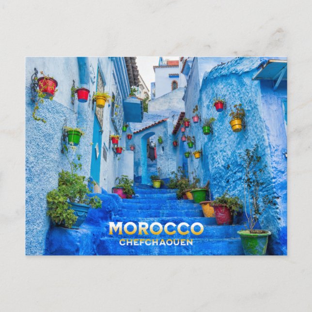 Schöne marokkanische North Medina Blue City Postkarte (Vorderseite)