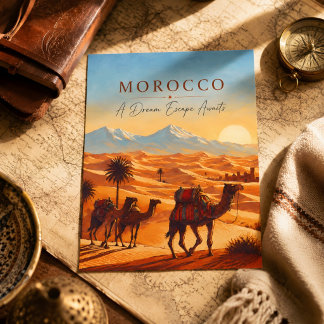 Schöne Marokko-Wüsten-Sahara-Kameltour Postkarte
