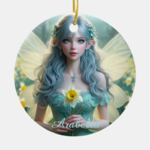 Schöne März Fairy in Daffodien Keramik Ornament