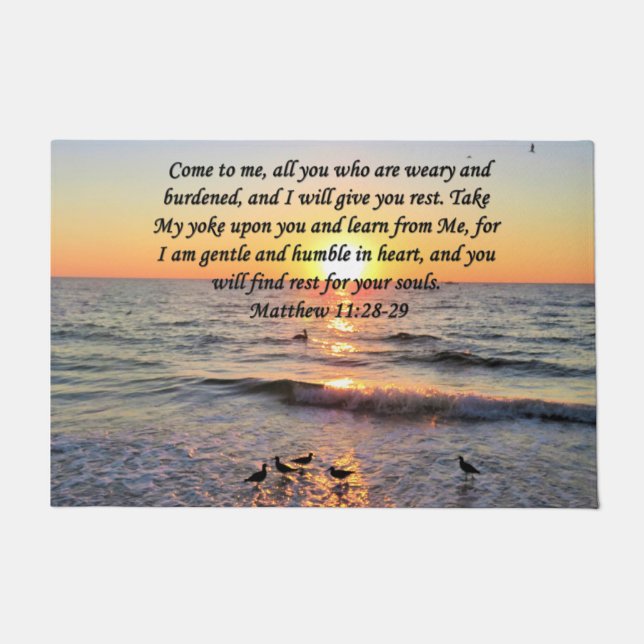 SCHÖNE MATTHEW 11:28 SONNENRISE FOTO DESIGN FUßMATTE (Vorderseite)