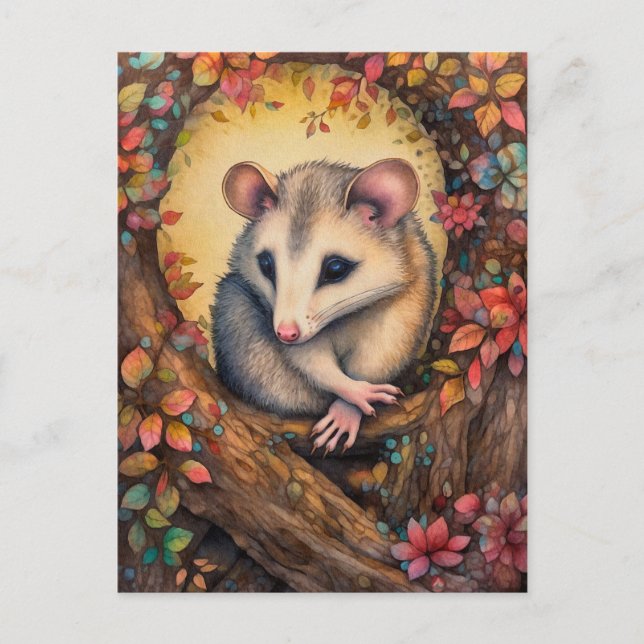 Schöne Maus im Herbst Wald Kunst Postkarte (Vorderseite)