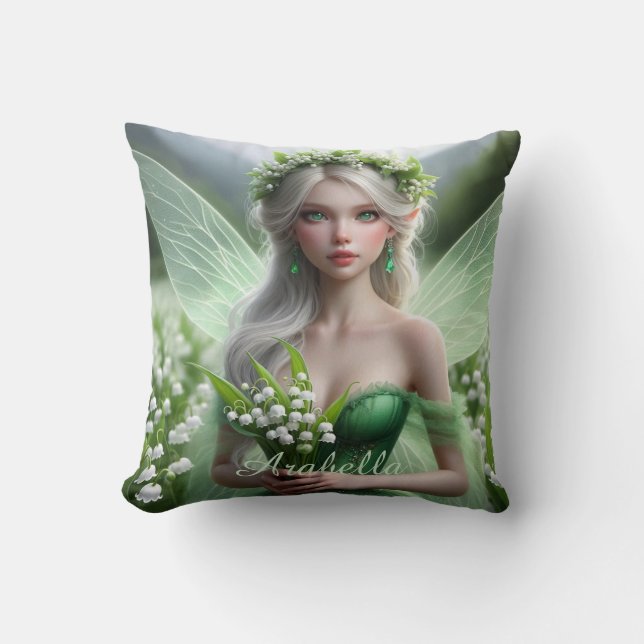 Schöne May Fairy in Lilies of the Valley Kissen (Vorderseite)