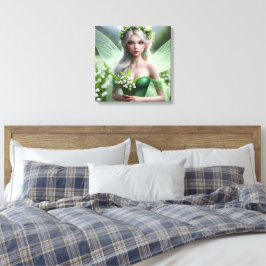 Schöne May Fairy in Lilies of the Valley Leinwanddruck