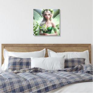 Schöne May Fairy in Lilies of the Valley Leinwanddruck
