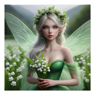 Schöne May Fairy in Lilies of the Valley Poster