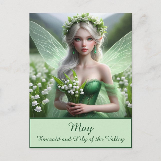 Schöne May Fairy in Lilies of the Valley Postkarte (Vorderseite)