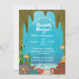 Schöne Meeresgrotte unter dem Meer zum Geburtstag Einladung