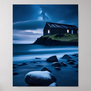 Schöne Meereslandschaft oder zeichnend Plakat