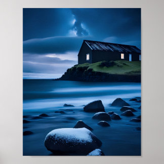 Schöne Meereslandschaft oder zeichnend Plakat