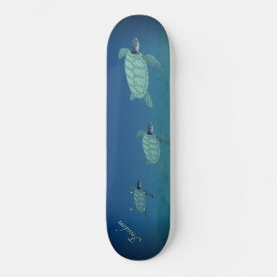 Schöne Meeresschildkröten und Kalligraphie Skateboard