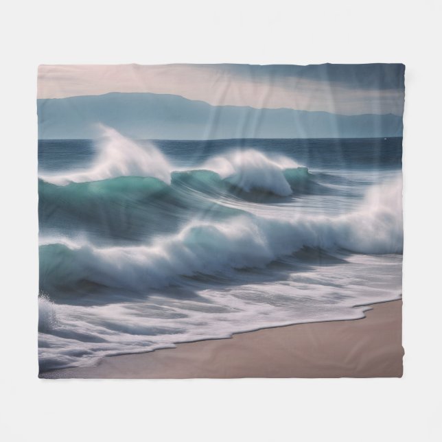 Schöne Meereswellen Fleecedecke (Vorderseite (Horizontal))