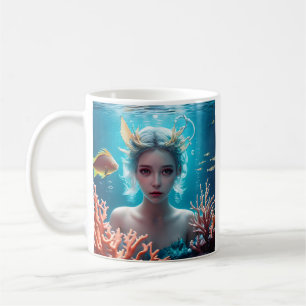 Schöne Meerjungfrau unter Wasser Kaffeetasse