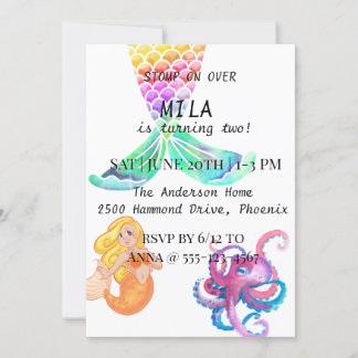 Schöne Meerjungfrau zum Geburtstag Einladung