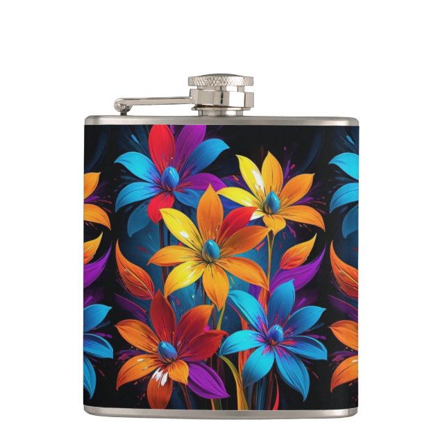 Schöne mehrfarbige Blume Design-32908 Flachmann (Vorderseite)