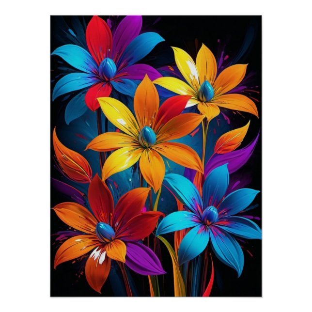 Schöne mehrfarbige Blume Design-32908 Poster (Vorderseite)
