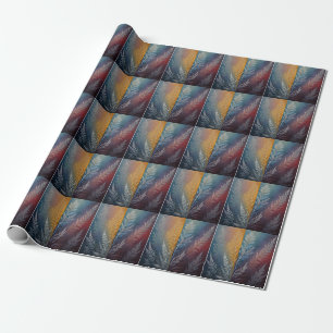 Schöne mehrfarbige Eiskristall-Feder Geschenkpapier