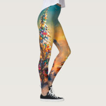 Schöne mehrfarbige Weihnachtsbaum-Leggings