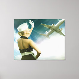 Schöne Menschen Retro Flug Attendant Leinwand Kuns