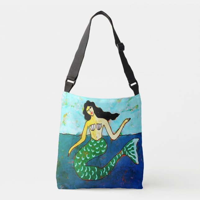 Schöne Mermaid Beach Bag Tragetaschen Mit Langen Trägern (Vorderseite)