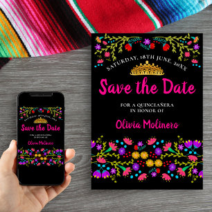 Schöne mexikanische Fiesta-Blumen-Gold-Tiara Schwa Save The Date
