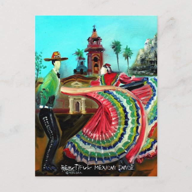 SCHÖNE MEXIKANISCHE TANZPLATTE POSTKARTE (Vorderseite)