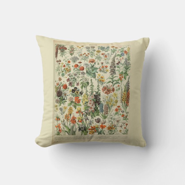 Schöne Millot Fleur Illistration Print Kissen (Vorderseite)