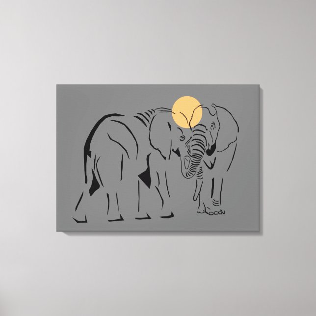 Schöne Minimalistische Elefantenkulisse Leinwanddruck (Vorderseite)