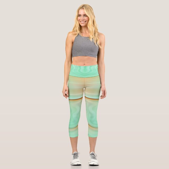 Schöne Mint Gradient Capri Leggings (Vorderseite)