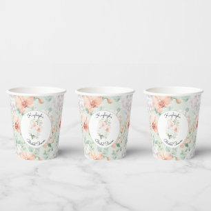 Schöne Minz-Pfirsich-Orchideen-Blumen Brautdusche Pappbecher