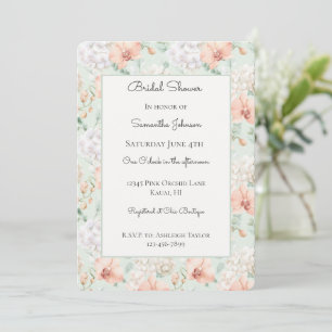 Schöne Minz-Pfirsich-Orchideen-Blumen-Junggesellin Einladung