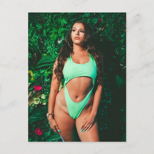 Schöne Minzgrün Bikini Fashion Modell Postkarte (Vorderseite)