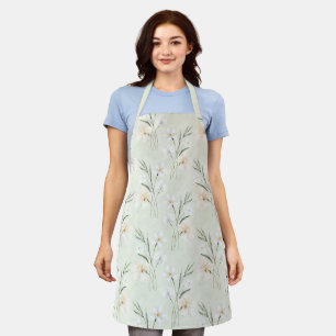 Schöne Minzweiße Tropische Blumen Schürze