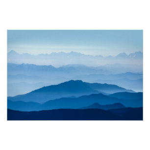 Schöne Misty Mountain Range   Blaue Strahlung Poster